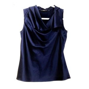 Midnight Blue Silky Tahari Blouse